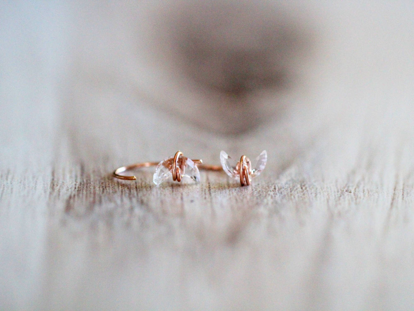 Moonbeam Hug Hoops - Crystal Quartz: 14k Gold Fill