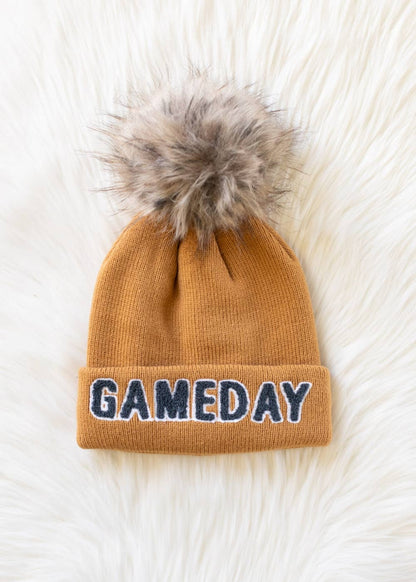 Camel & Gray Game Day Pom Hat