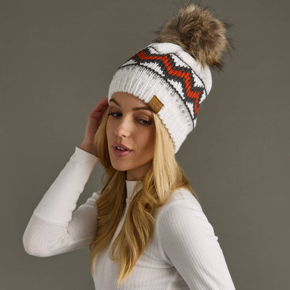 Whitefish Patterned Pom Hat