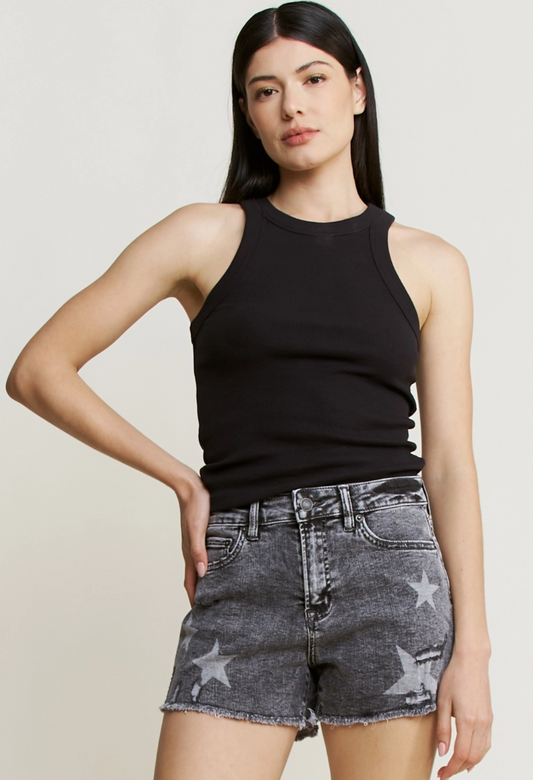 Mica Distressed Star Denim Shorts