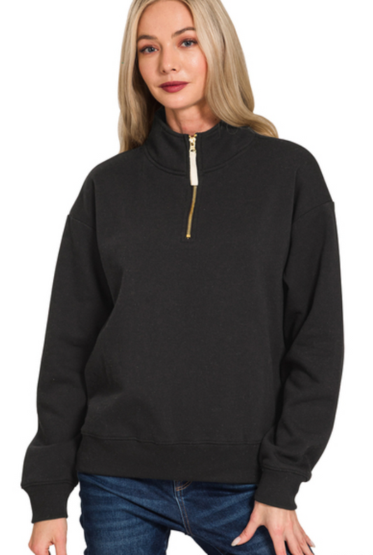 Smoke Quarter Zip Crop Sweatshirt