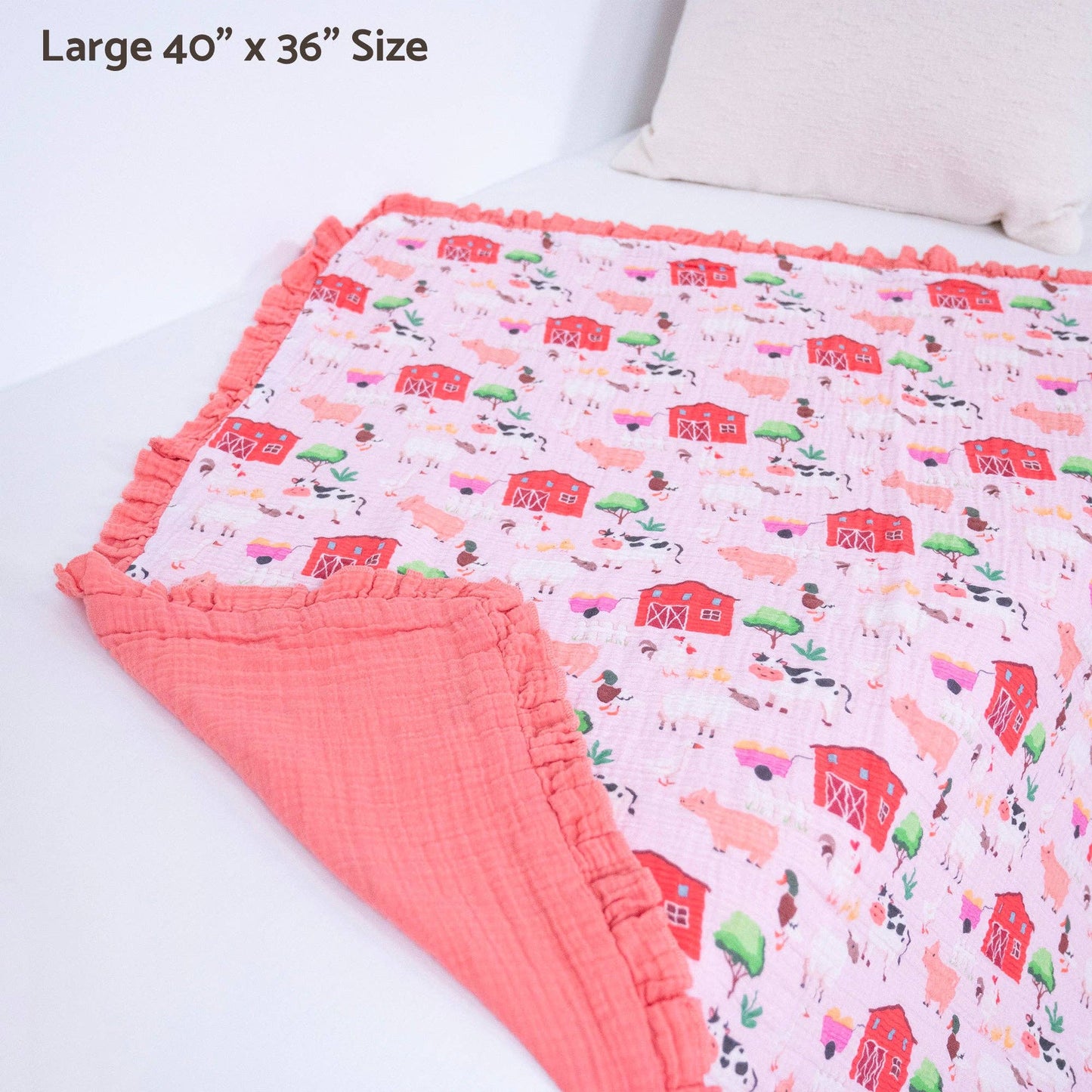 Muslin Quilt Baby & Kids Ruffle Blanket Pink Pastures