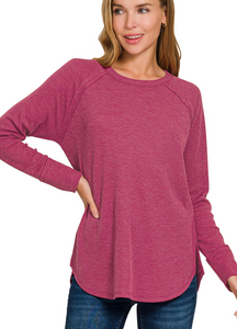 Cora Cabernet Waffle Long Sleeve
