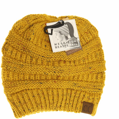 Flecked Ponytail Beanie