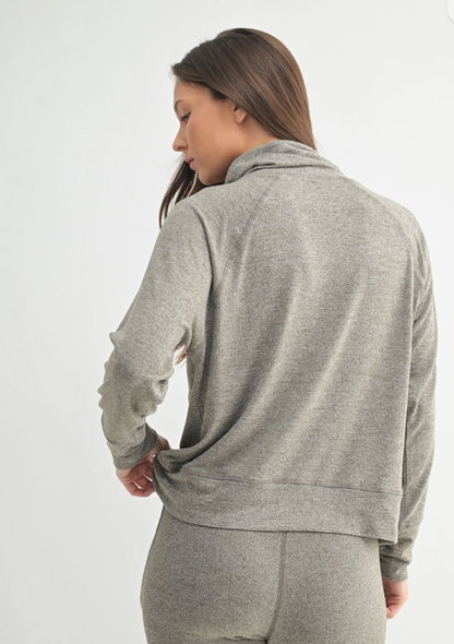 Mono B Brushed Hacci Cowl Neck Pullover