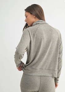Mono B Brushed Hacci Cowl Neck Pullover