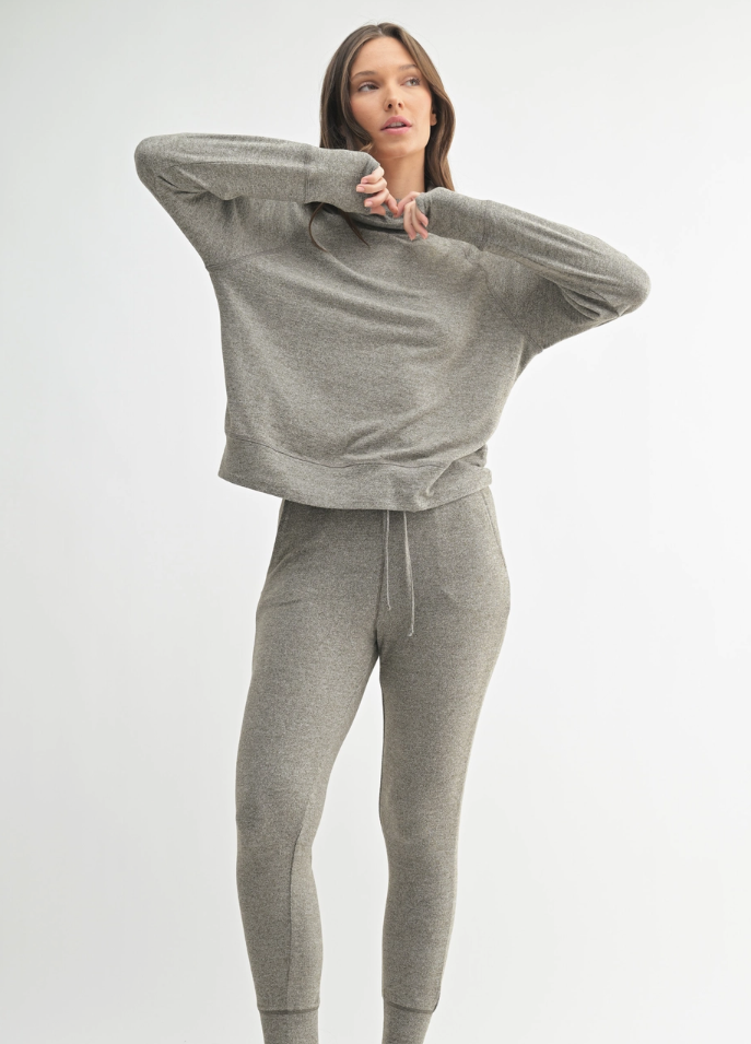 Mono B Brushed Hacci Cowl Neck Pullover