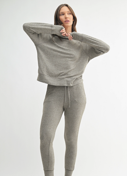 Mono B Brushed Hacci Cowl Neck Pullover