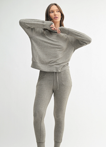 Mono B Brushed Hacci Cowl Neck Pullover