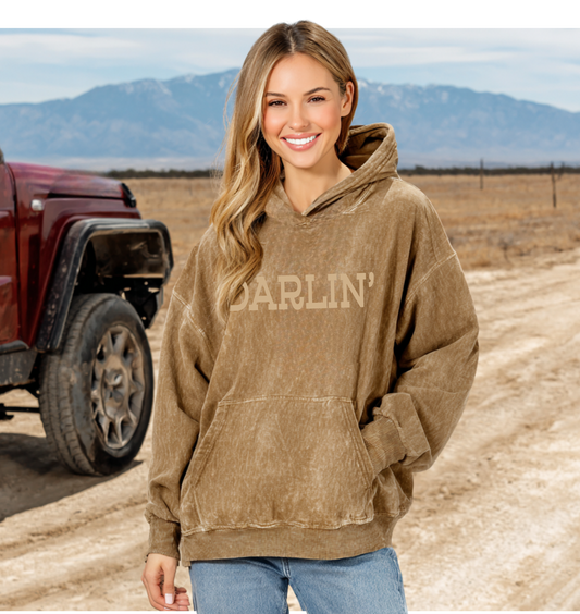 Darlin' Acid Wash Hooded Sweatshirt