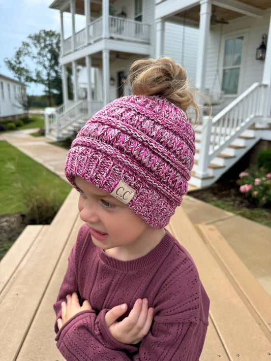 Kids Multi Tone CC Ponytail Beanie