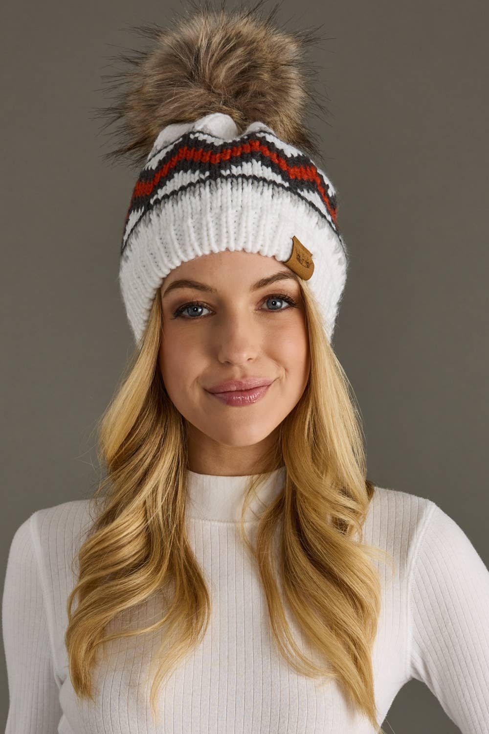 Whitefish Patterned Pom Hat