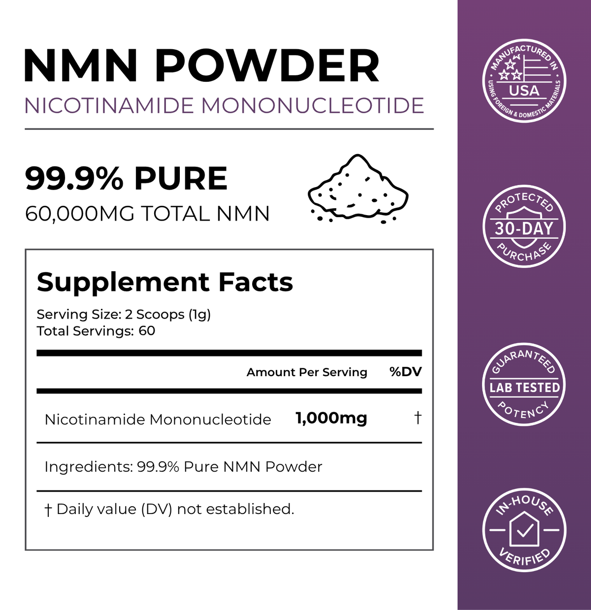 NMN Powder | Nicotinamide Coenzyme, Cellular Energy Support