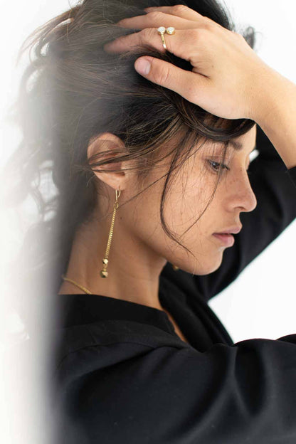 Faceted Dangle Earrings in Brass