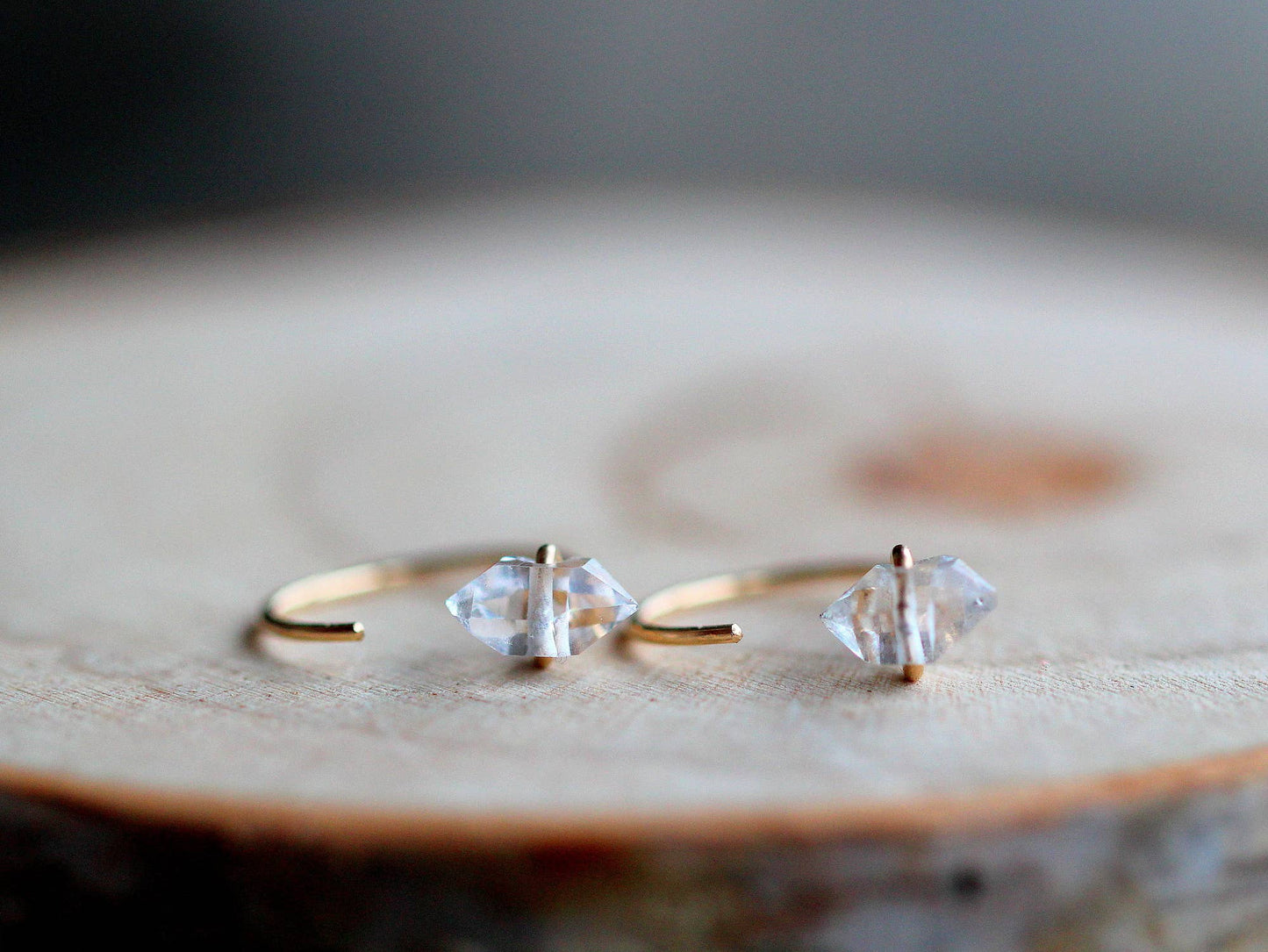 Herkimer Diamond Hug Hoops: 14k Gold Fill