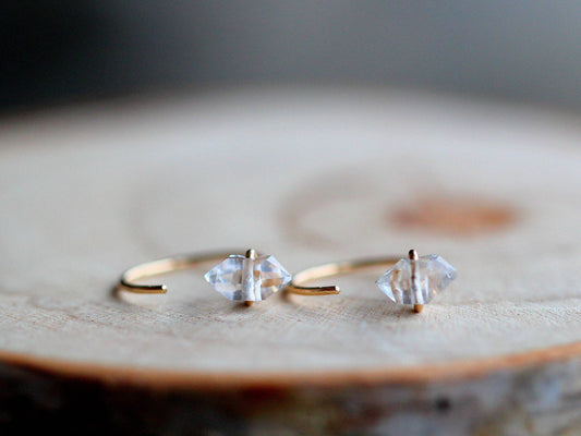 Herkimer Diamond Hug Hoops: 14k Gold Fill