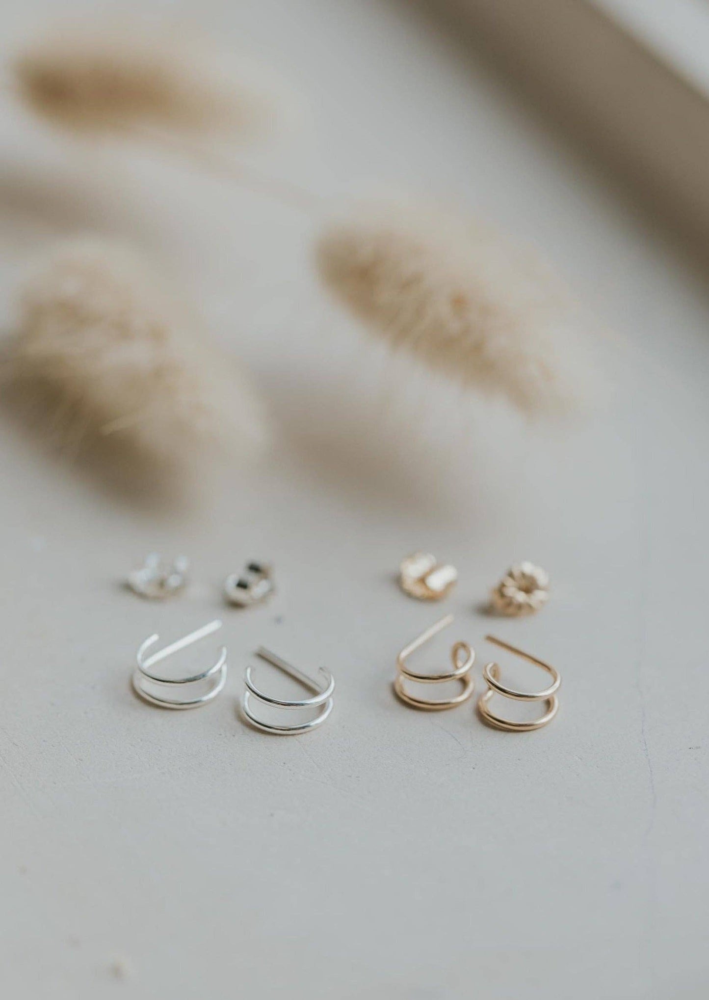 Double Up Posts | 14kt Gold Fill + Sterling Silver