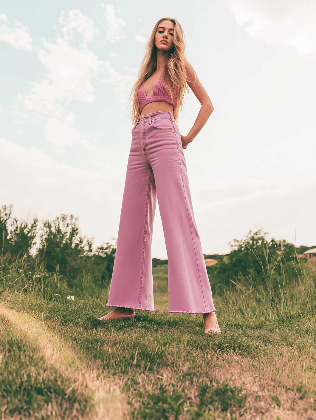 Farmhouse Acid Wash Denim Wide Leg Jeans