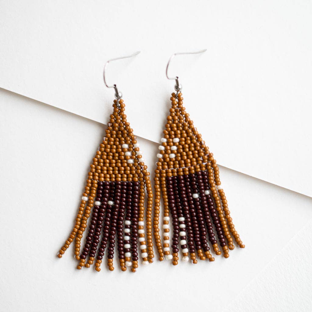 Beaded Fringe Earrings in Otoño