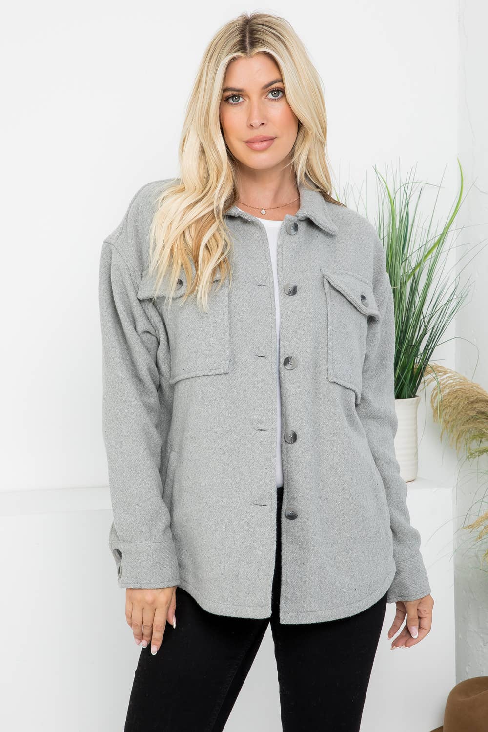 Georgie Grey Wool Shacket