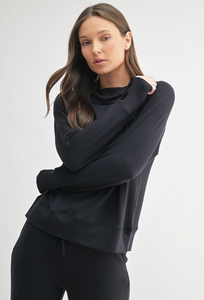 Mono B Brushed Hacci Cowl Neck Pullover