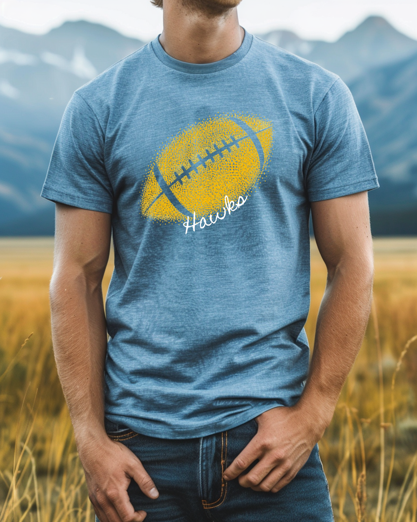 Hawks Football Gold Confetti T-Shirt