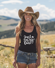 Load image into Gallery viewer, Just a Farm Town Girl Racerback Tank

