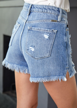 Load image into Gallery viewer, Kancan Rosie High Rise Fray Mom Shorts
