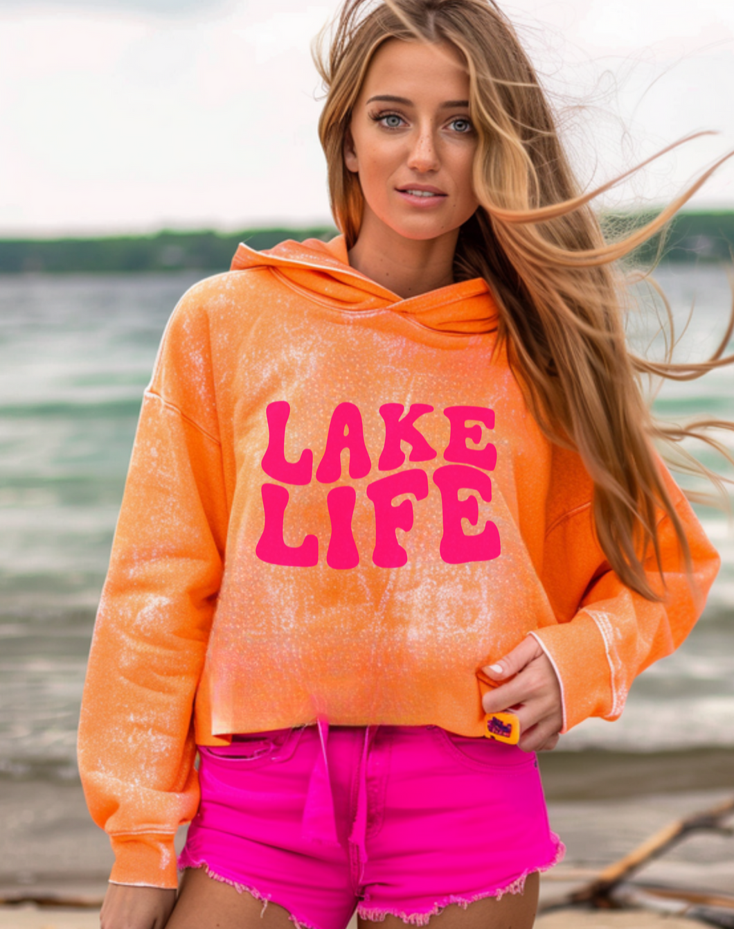 Lake Life Crop Hoodie Sweatshirt