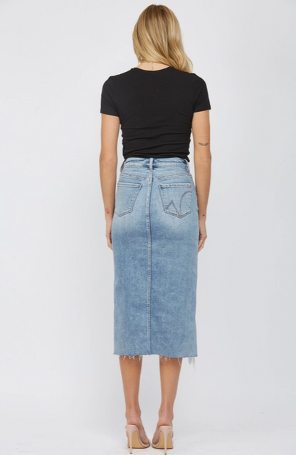 Mica Madrid Distressed Midi Skirt