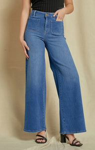 Mica Fiona Front Pocket Wide Leg Jeans