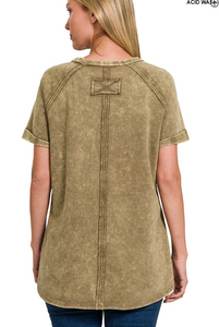 Marias Mocha Acid Wash Top