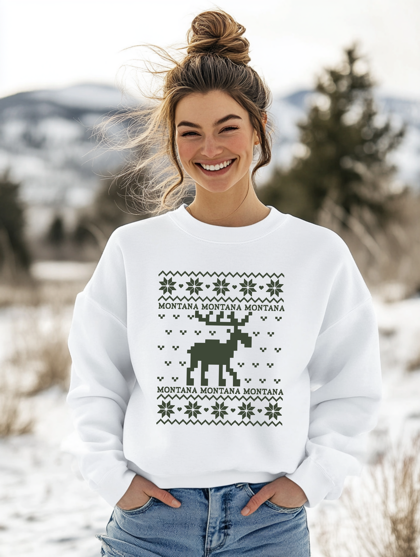 Montana Moose Crewneck Sweatshirt
