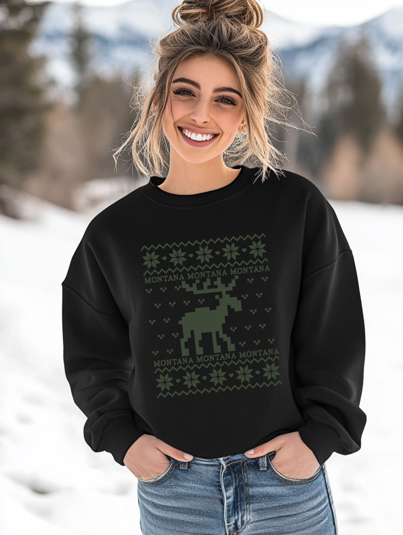 Montana Moose Crewneck Sweatshirt