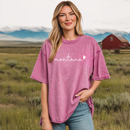 Montana Lovin' Acid Wash Graphic T-Shirt