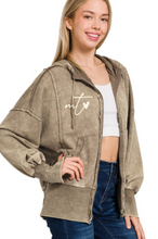 Load image into Gallery viewer, Montana Love Acid Wash Zip Up
