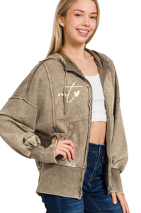 Montana Love Acid Wash Zip Up