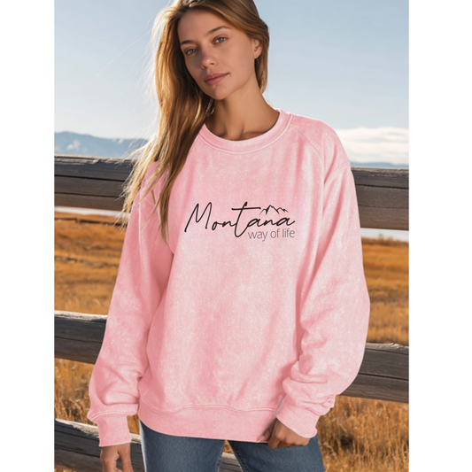 Montana Way Of Life Acid Wash Crewneck Sweatshirt