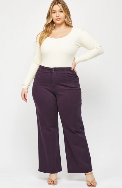 Mica Paige Plum Wide Leg Pants