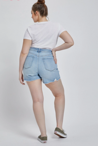 Mica Sophie Distressed High Rise Shorts