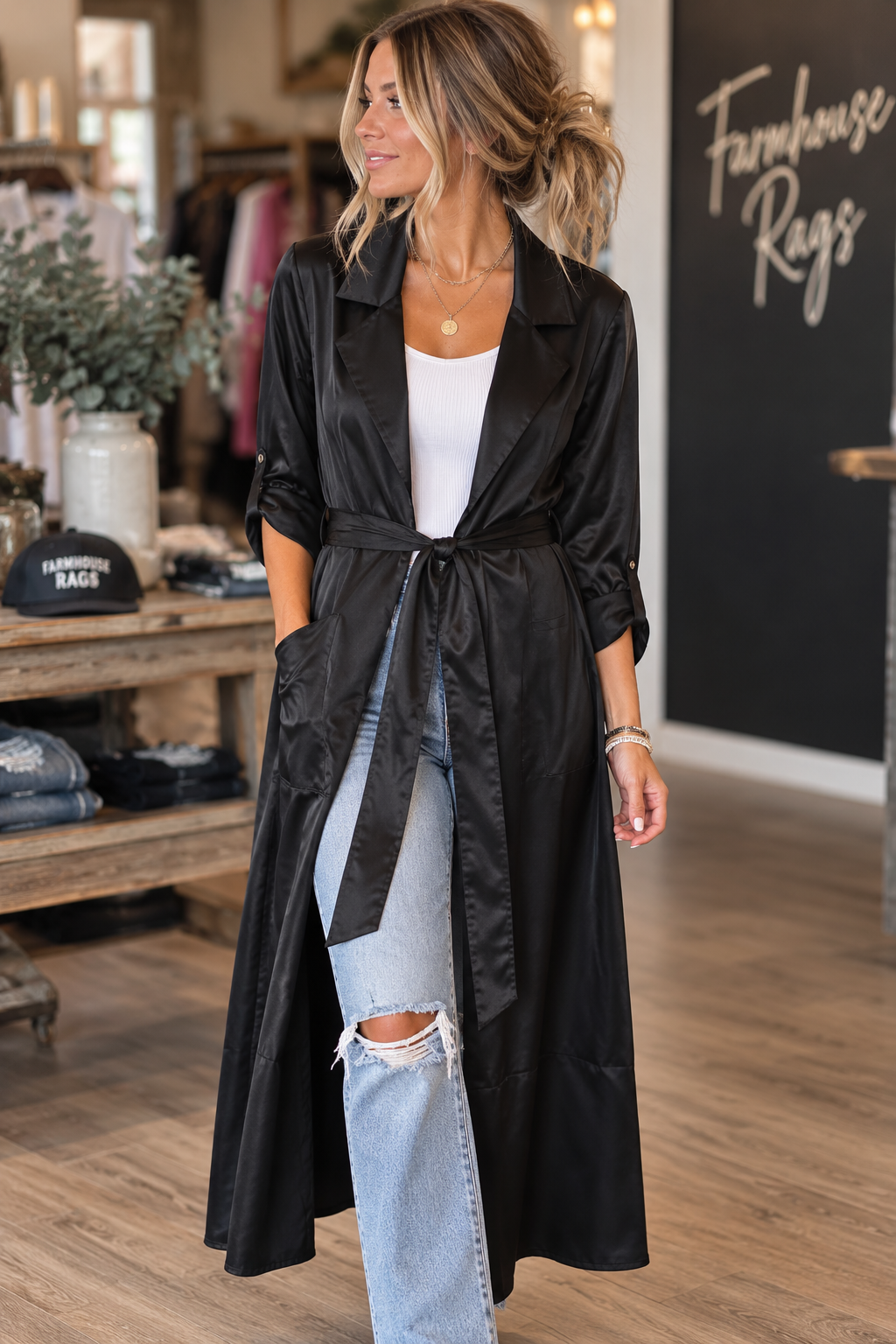 Siren Satin Duster Cardigan