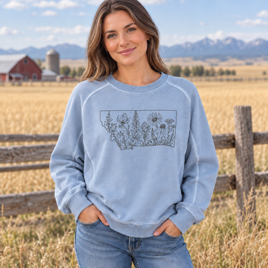 Montana Wildflowers Terry Crewneck