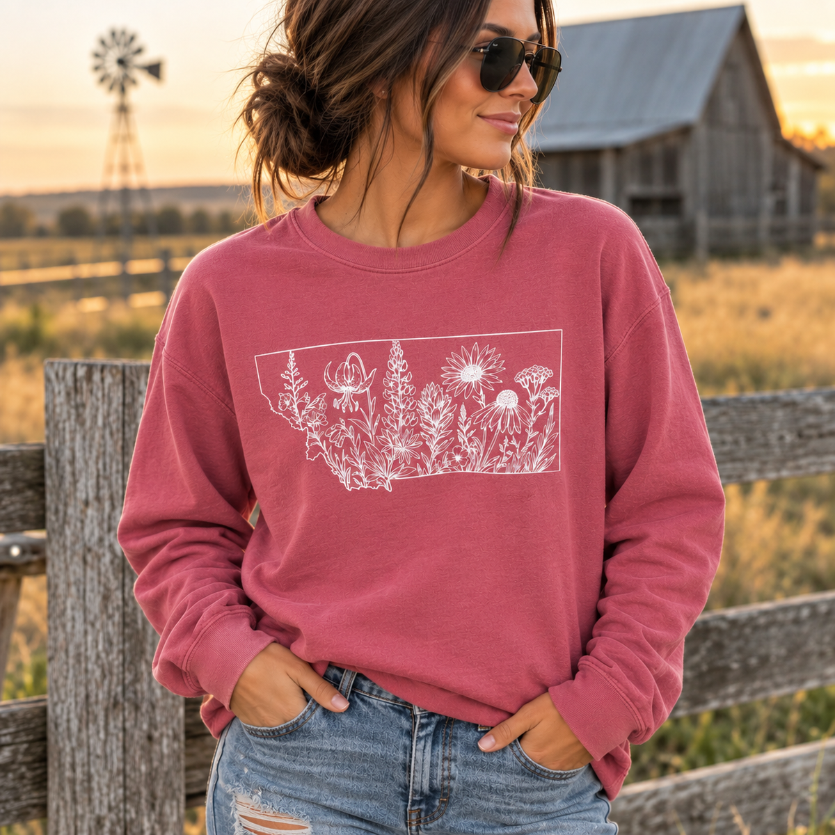 Montana Wildflowers Crewneck Sweatshirt