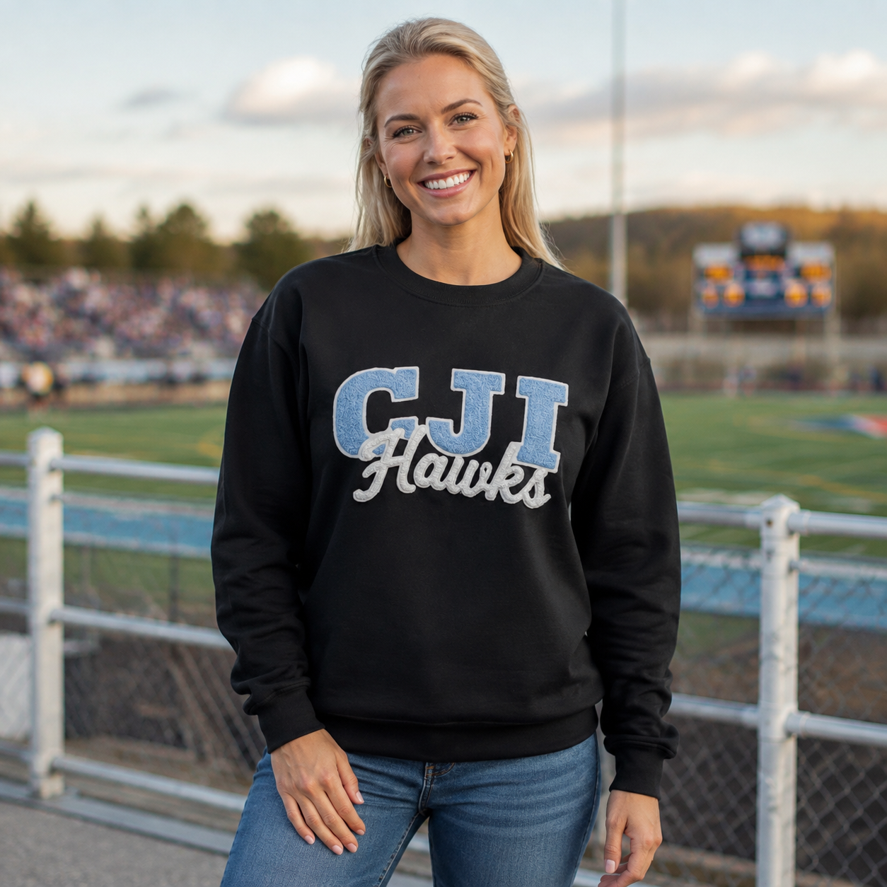 CJI Hawks Chenille Crewneck Sweatshirt