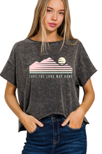 Load image into Gallery viewer, Take the Long Way Home Acid Wash Crop Top
