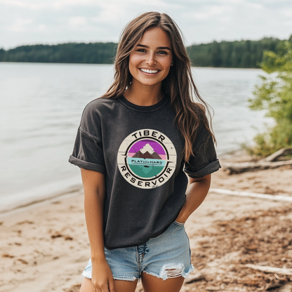 Tiber Sunset Short Sleeve Acid Wash Sweatshirt