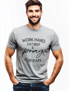 Work Hard Eat Beef Graphic T-Shirt