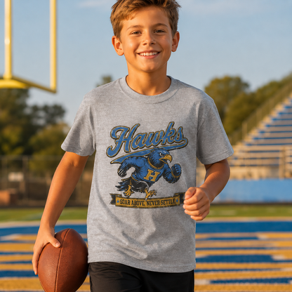Kids 'Hawks' Graphic Tee — Vintage Mascot School Spirit Shirt