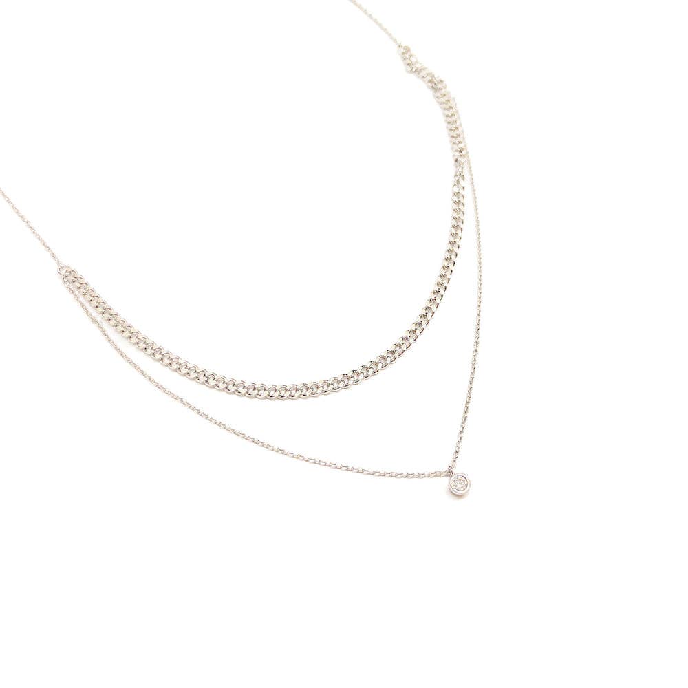 Jasmine CZ Layered Necklace: Silver