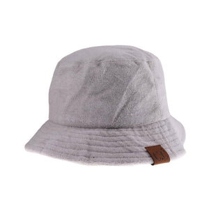 Silver Grey Solid Terry Cloth C.C Bucket Hat